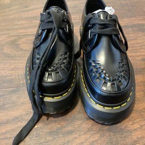Dr. Martens SIDNEY Quad Creepers Leather Oxfords 24994001 BLACK, SIZE UK 5